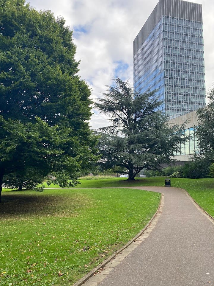 Green landscapes and paths at Weston Park, Sheffield